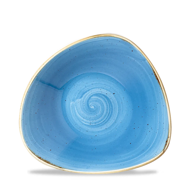 Churchill Stonecast Cornflower Blue driehoekige kom Ø 18 cm – kobaltblauw gemarmerd kom voor restaurants