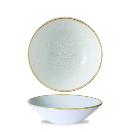 Churchill Stonecast Duck Egg diepe coupekom Ø 21,7 cm – gespikkelde porseleinen kom voor restaurants