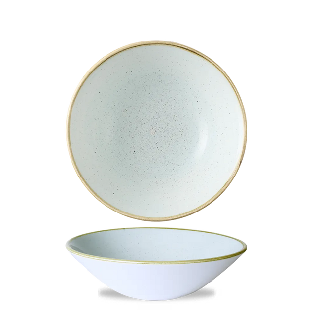 Churchill Stonecast Duck Egg diepe coupekom Ø 21,7 cm – gespikkelde porseleinen kom voor restaurants