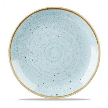 Churchill Stonecast Duck Egg evolve coupebord Ø 22 cm – zachtblauw gemarmerd porseleinen bord voor restaurants