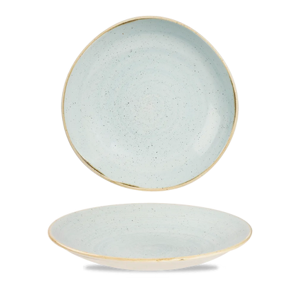 Churchill Stonecast Duck Egg ronde kom met rand Ø 25,5 cm – zachtblauw gemarmerd porseleinen kom voor horeca