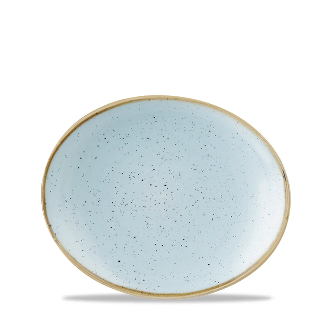 Churchill Stonecast Duck Egg Orbit ovaal coupebord Ø 20 cm – zachtblauw porseleinen bord voor horeca