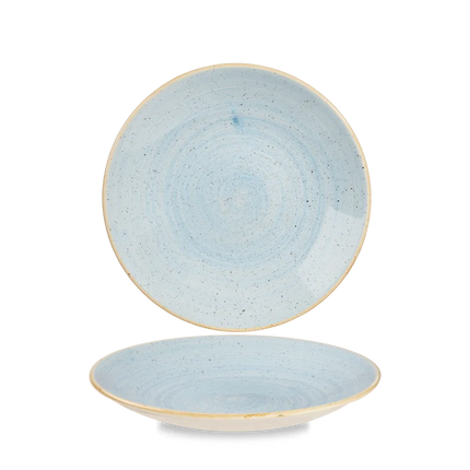 Churchill Stonecast Duck Egg diep coupebord Ø 22,5 cm – zachtblauw gemarmerd porseleinen bord voor restaurants