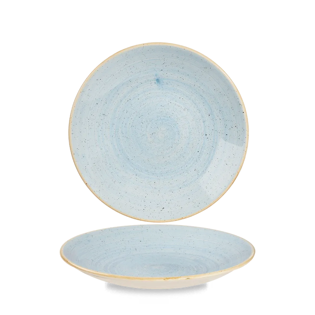 Churchill Stonecast Duck Egg diep coupebord Ø 22,5 cm – zachtblauw gemarmerd porseleinen bord voor restaurants