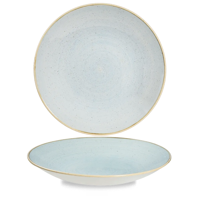 Churchill Stonecast Duck Egg diep coupebord Ø 28 cm – zachtblauw gemarmerd porseleinen bord voor fine dining