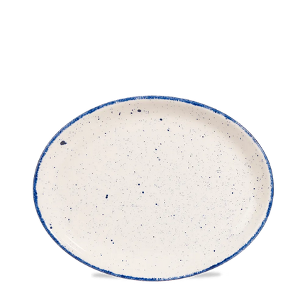 Churchill Stonecast Hints Indigo ovaal bord 25 cm – diepblauw porseleinen bord voor horeca
