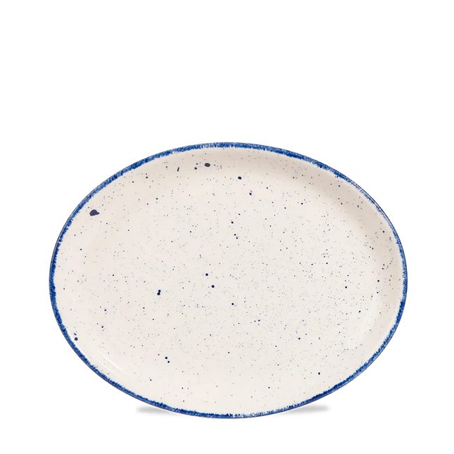 Churchill Stonecast Hints Indigo ovaal bord 25 cm – diepblauw porseleinen bord voor horeca