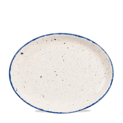 Churchill Stonecast Hints Indigo ovaal bord 30 cm – groot diepblauw porseleinen bord voor restaurants