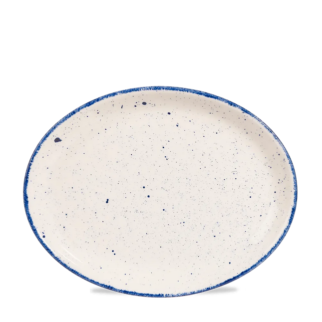 Churchill Stonecast Hints Indigo ovaal bord 30 cm – groot diepblauw porseleinen bord voor restaurants