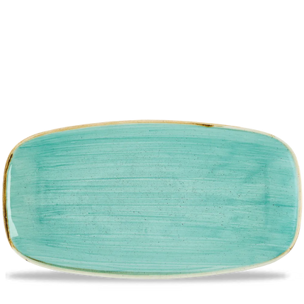 Churchill Stonecast Mint chef's ovaal bord 35,5x18,9 cm – groot mintgroen bord voor restaurants