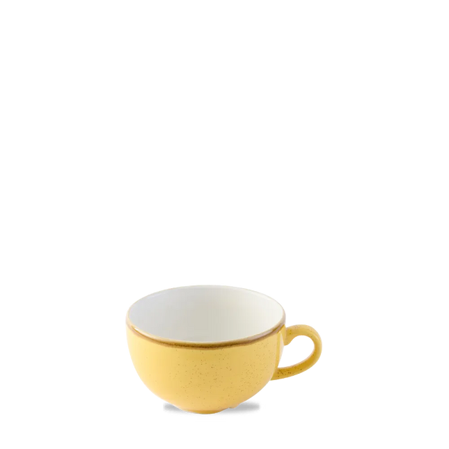 Churchill Stonecast Mustard cappuccinokopje 340 ml – gespikkeld porseleinen kopje voor cafés