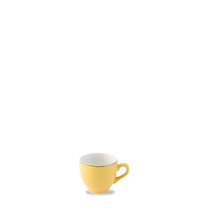 Churchill Stonecast Mustard espressokopje 100 ml – gespikkeld porseleinen kopje voor cafés