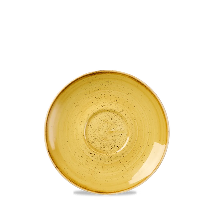 Churchill Stonecast Mustard cappuccinoschotel Ø 15,6 cm – gespikkelde schotel voor koffie