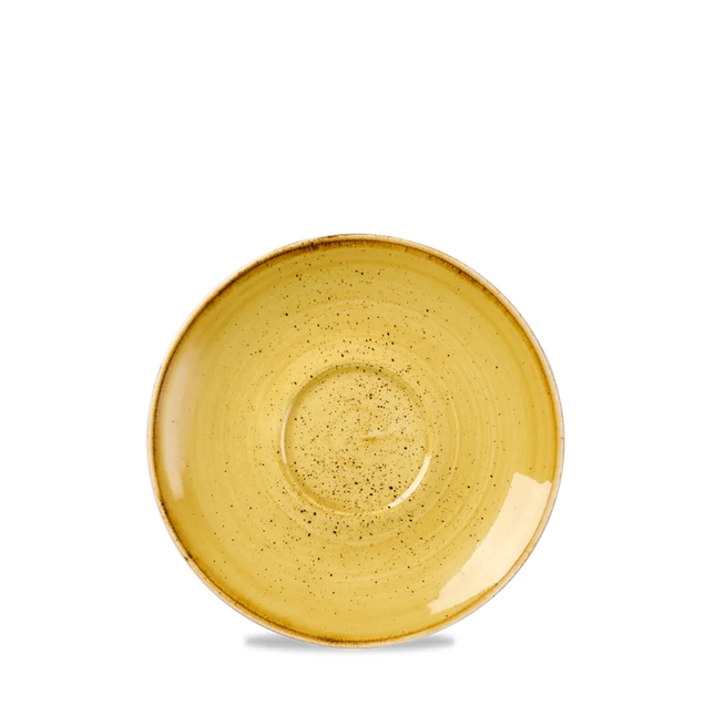 Churchill Stonecast Mustard cappuccinoschotel Ø 15,6 cm – gespikkelde schotel voor koffie