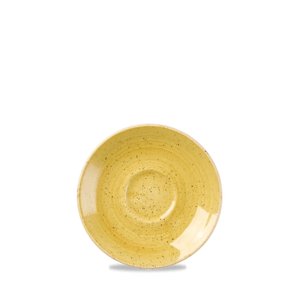 Churchill Stonecast Mustard espressoschotel Ø 11,8 cm – gespikkelde schotel voor koffie