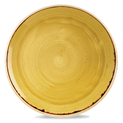 Churchill Stonecast Mustard evolve coupebord Ø 32,4 cm – groot mosterdgeel porseleinen bord voor restaurants