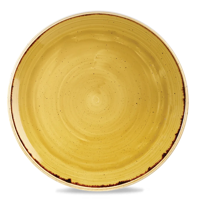 Churchill Stonecast Mustard evolve coupebord Ø 32,4 cm – groot mosterdgeel porseleinen bord voor restaurants