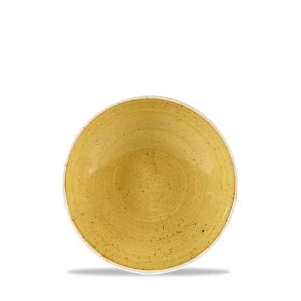 Churchill Stonecast Mustard evolve coupekom Ø 18 cm – mosterdgeel gemarmerd porseleinen kom voor fine dining