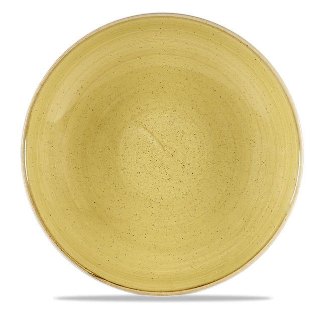 Churchill Stonecast Mustard grote coupekom Ø 30 cm – mosterdgeel gemarmerd porseleinen kom voor fine dining