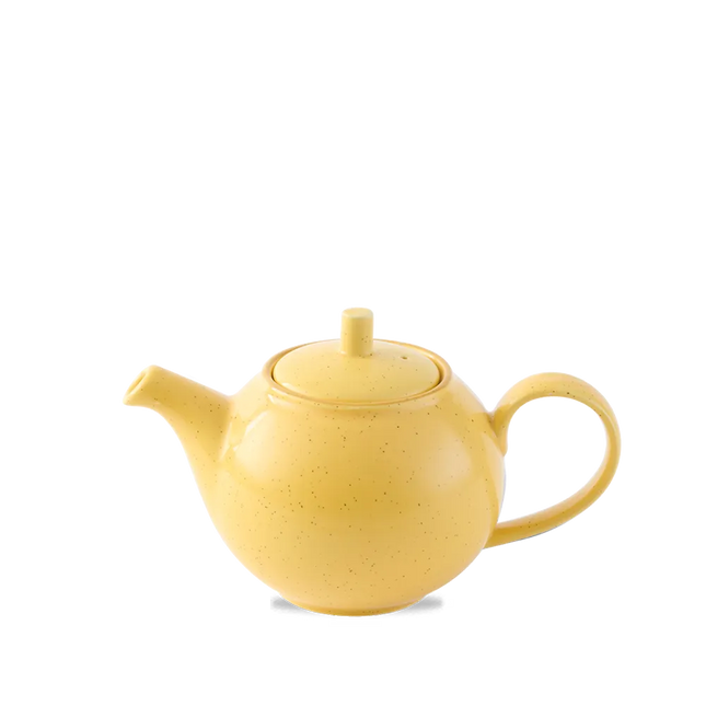 Churchill Stonecast Mustard theepot 426 ml – gespikkelde porseleinen theepot voor horeca