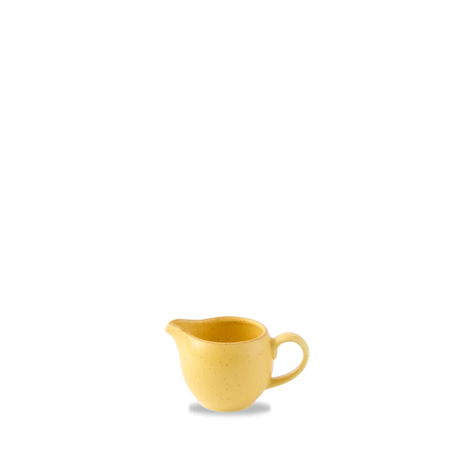 Churchill Stonecast Mustard melkkannetje 114 ml – gespikkeld porseleinen kannetje voor koffie