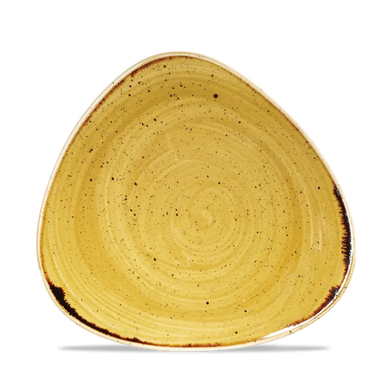 Churchill Stonecast Mustard Lotus bord Ø 23 cm – mosterdgeel gemarmerd porseleinen bord voor horeca