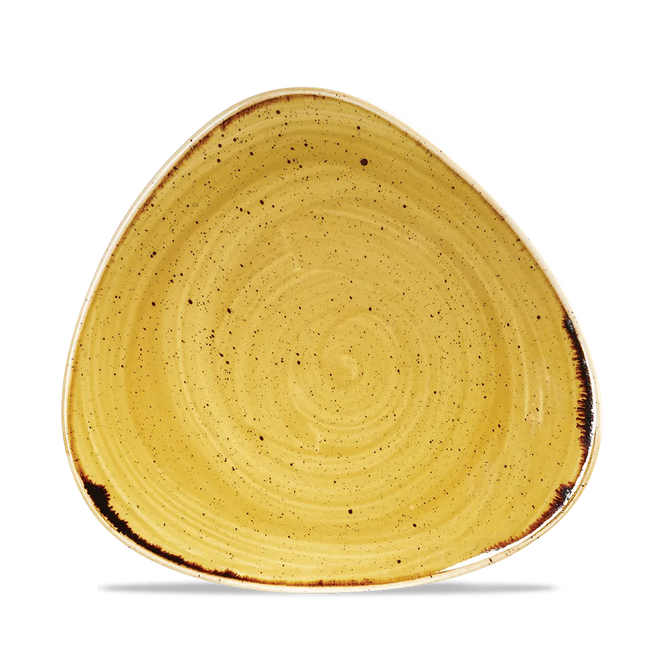 Churchill Stonecast Mustard Lotus bord Ø 23 cm – mosterdgeel gemarmerd porseleinen bord voor horeca