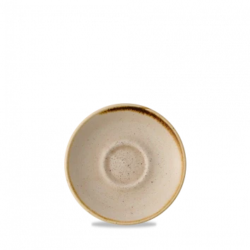 Churchill Stonecast Nutmeg Cream espressoschotel Ø 11,8 cm – crème gespikkeld porseleinen schotel voor cafés