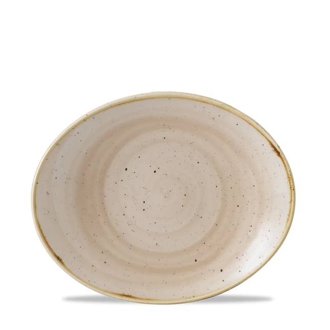 Churchill Stonecast Nutmeg Cream Orbit ovaal coupebord Ø 20 cm – crèmekleurig porseleinen bord voor horeca