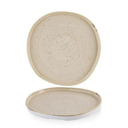 Churchill Stonecast Nutmeg Cream organisch bord met rand Ø 25,5 cm – groot crèmekleurig bord voor restaurants