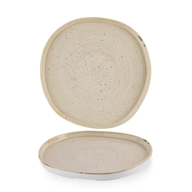 Churchill Stonecast Nutmeg Cream organisch bord met rand Ø 25,5 cm – groot crèmekleurig bord voor restaurants