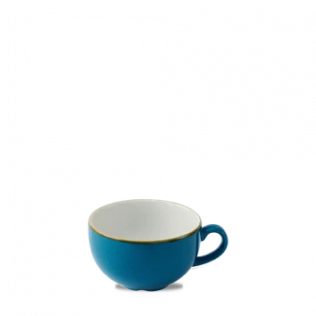 Churchill Stonecast Java Blue cappuccinokop 340 ml – blauw gespikkeld porseleinen koffiekop voor cafés