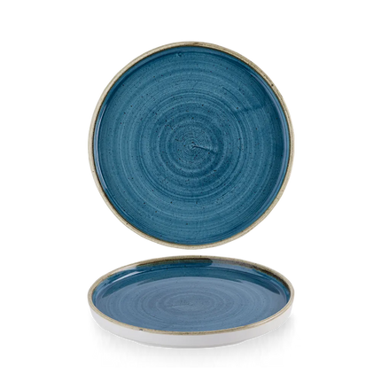 Churchill Stonecast Java Blue bord met rand Ø 21 cm – blauw bord voor horeca