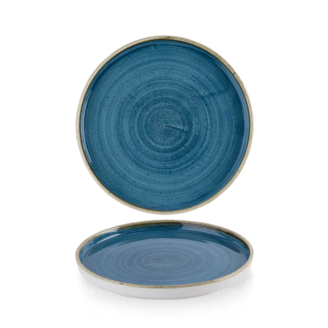 Churchill Stonecast Java Blue bord met rand Ø 21 cm – blauw bord voor horeca