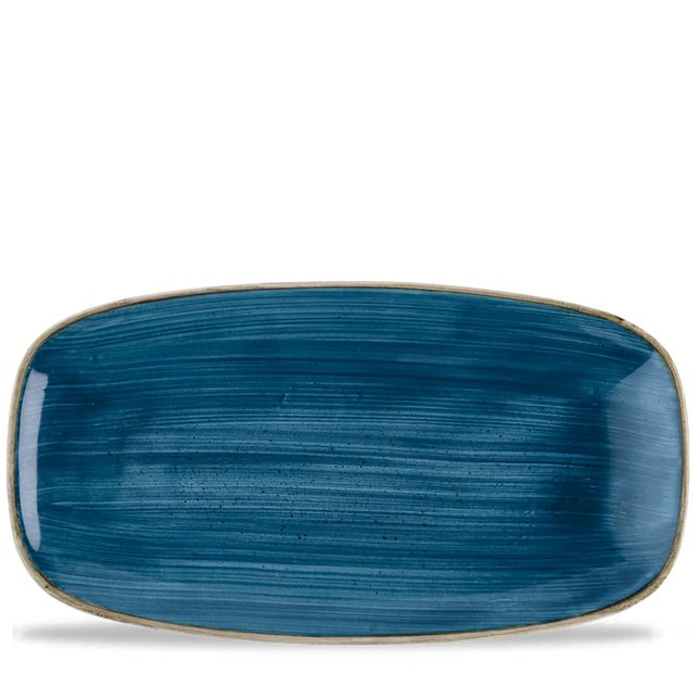 Churchill Stonecast Java Blue chef's ovaal bord 35,5x18,9 cm – groot blauw bord voor restaurants