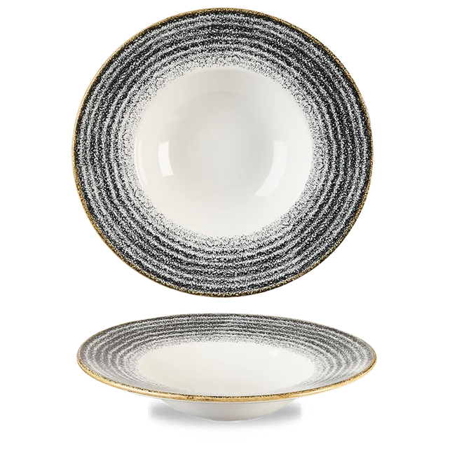 Churchill Studio Prints Black Profile brede kom groot Ø 28 cm – zwarte kom met rand voor restaurants