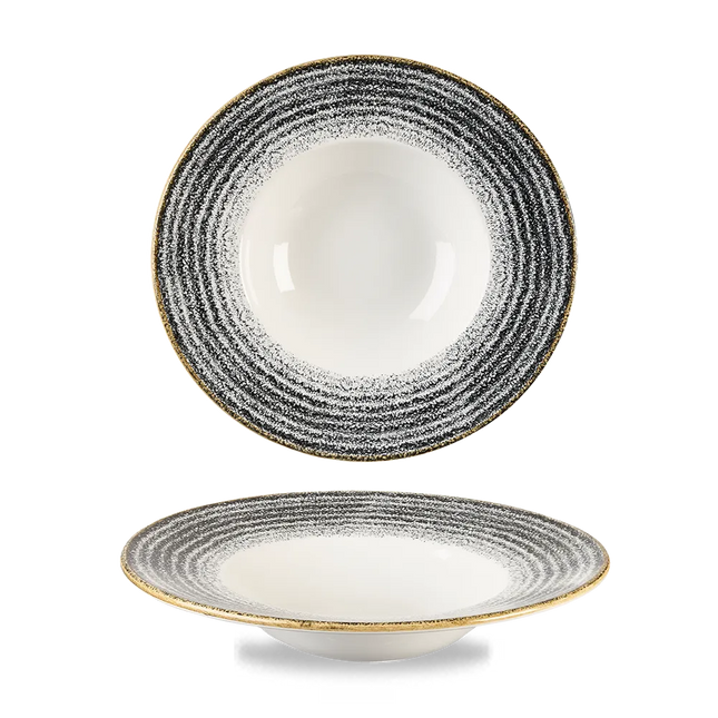 Churchill Studio Prints Black Profile brede kom medium Ø 24 cm – zwarte kom met rand voor horeca