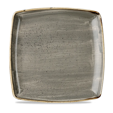 Churchill Stonecast Grey diep vierkant bord 26 cm – grijs gemarmerd porseleinen bord voor restaurants