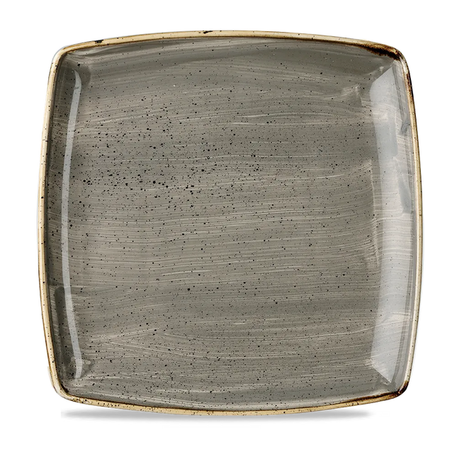 Churchill Stonecast Grey diep vierkant bord 26 cm – grijs gemarmerd porseleinen bord voor restaurants
