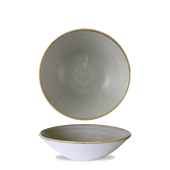 Churchill Stonecast Grey diepe coupekom Ø 19 cm – gespikkelde porseleinen kom voor horeca
