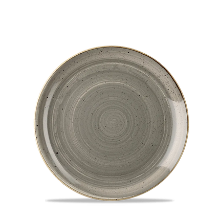 Churchill Stonecast Grey Evolve coupebord Ø 17 cm – randloos gespikkeld bordje voor amuses