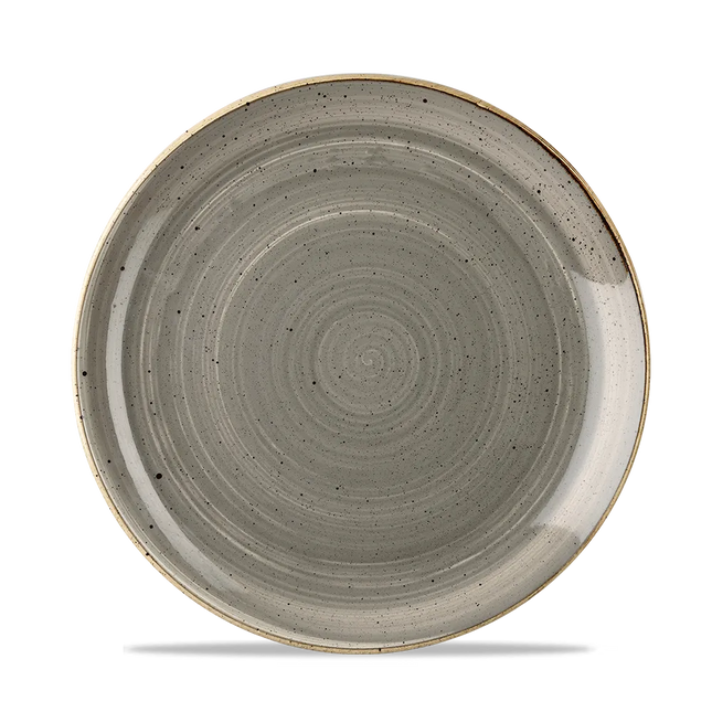 Churchill Stonecast Grey evolve coupebord Ø 22 cm – grijs gemarmerd porseleinen bord voor horeca