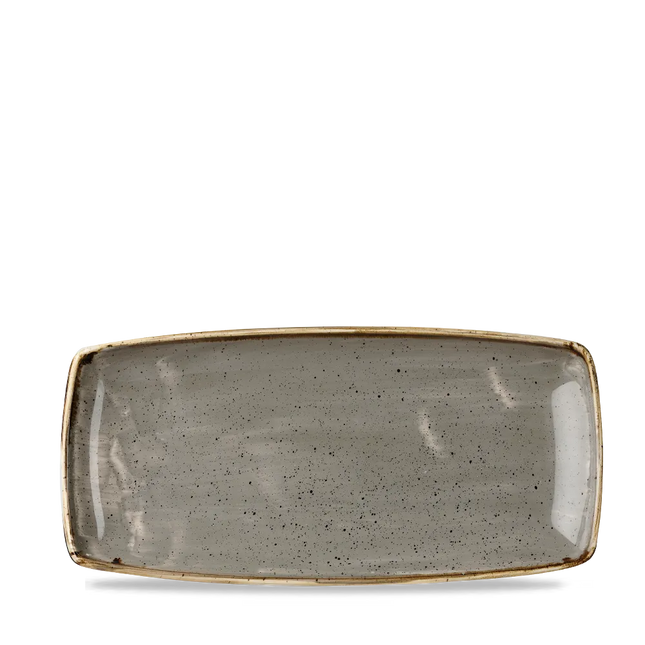 Churchill Stonecast Grey X Squared ovaal bord 30 cm – grijs porseleinen bord voor fine dining