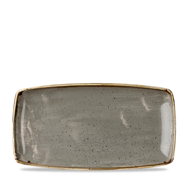 Churchill Stonecast Grey ovaal bord 34,5 x 18,5 cm – groot grijs porseleinen bord voor restaurants
