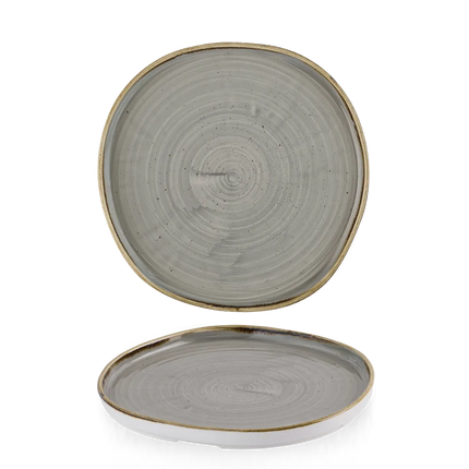 Churchill Stonecast Grey organisch bord met rand Ø 25,5 cm – groot grijs bord voor restaurants