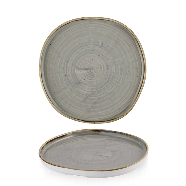 Churchill Stonecast Grey organisch bord met rand Ø 25,5 cm – groot grijs bord voor restaurants