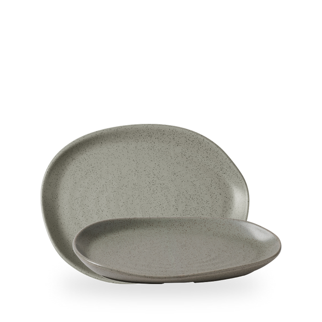 Churchill Stonecast Grey Organic serveerschaal 26 x 20 cm – grijs porseleinen schaal voor hoofdgerechten