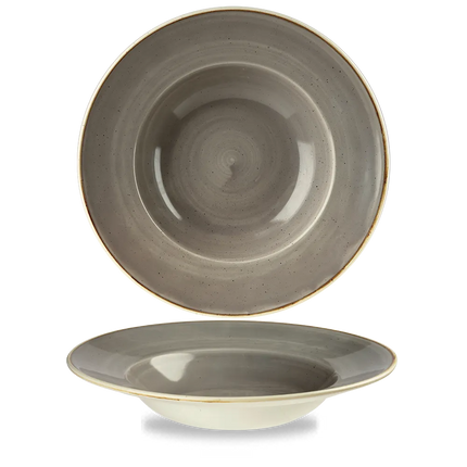Churchill Stonecast Grey Profile kom met brede rand Ø 28 cm – grote porseleinen kom voor de horecasector