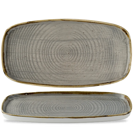 Churchill Stonecast Grey chef's bord langwerpig 35 x 18,5 cm – gespikkeld bord voor fine dining