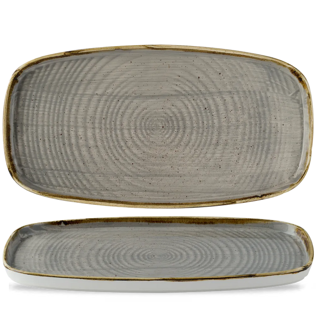 Churchill Stonecast Grey chef's bord langwerpig 35 x 18,5 cm – gespikkeld bord voor fine dining